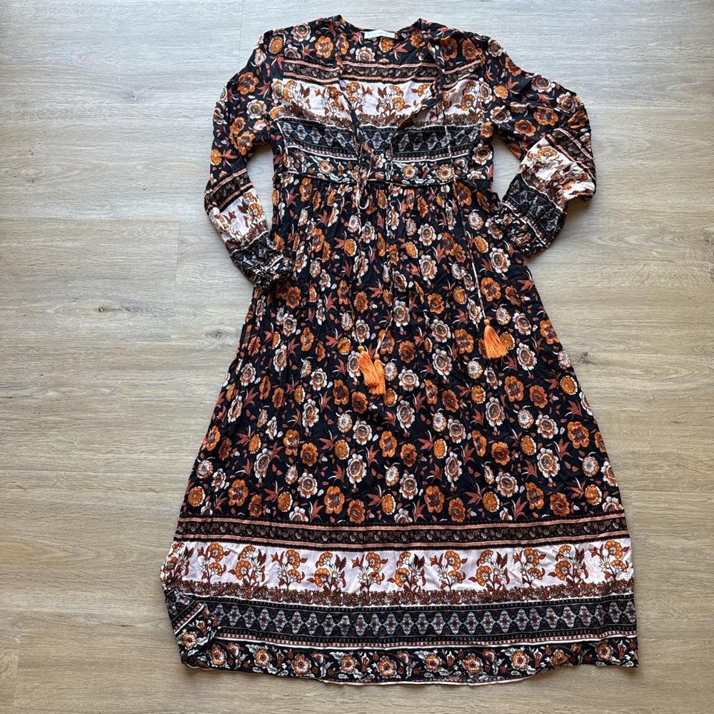 R. Vivimos Floral Bohemian Maxi Dress XS